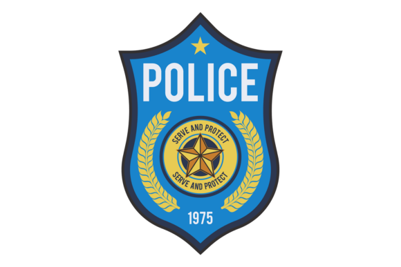 Download A Blue Police Badge with a Star and a Cr - Premium Bundle